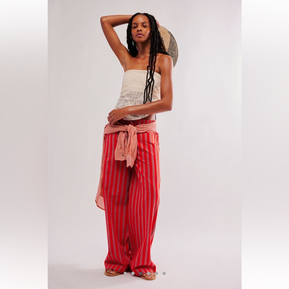 FREE PEOPLE HUDSON CANYON STRIPE PANTS - PINK COMBO